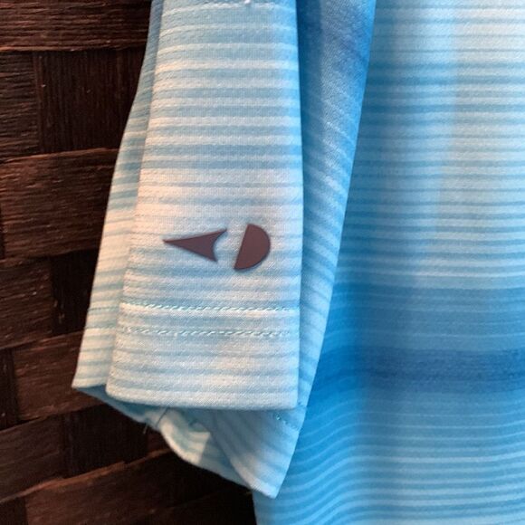 Grand Slam Size Medium airflow short sleeve blue stripe golf polo. - Picture 7 of 9